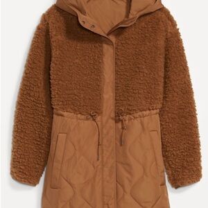 Hooded Sherpa Quilted Hybrid Coat